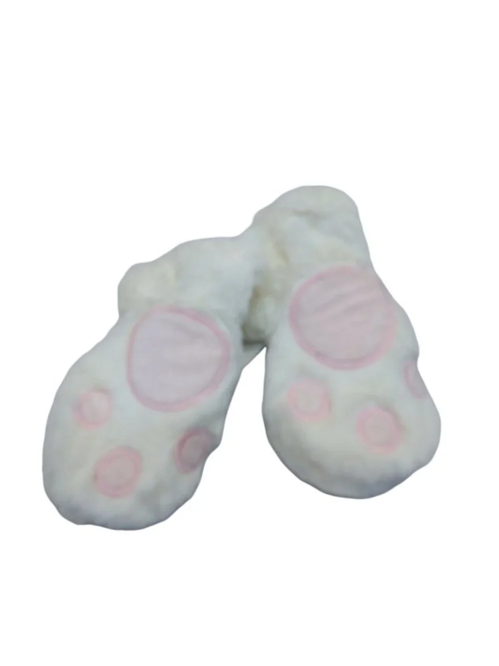 Gymboree Animal Party size 0-12 months Cream White Pink Paw Mittens Furry NWT